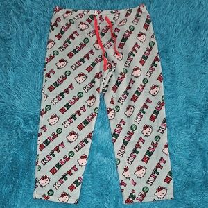 Hello Kitty Green Women's Pajama Pants with Red Drawstring